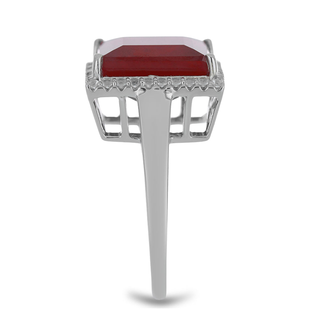 Silberring mit Rubin aus Madagaskar und weißem Topas