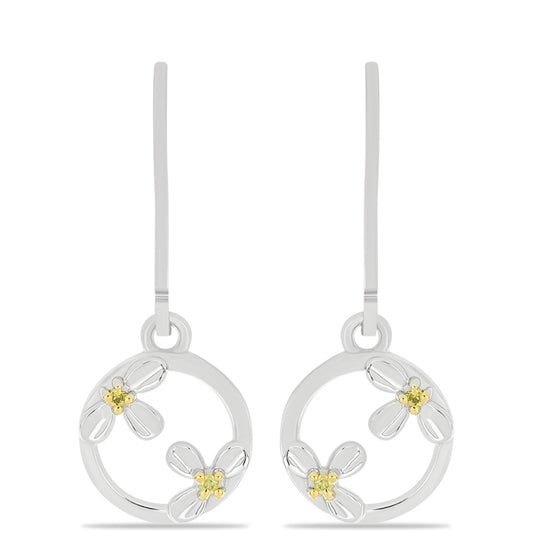 Silberohrringe mit gelbem Diamant