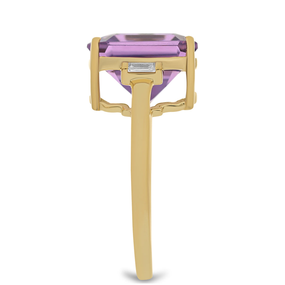 Goldring mit marokkanischem Amethyst und weißem Zirkon