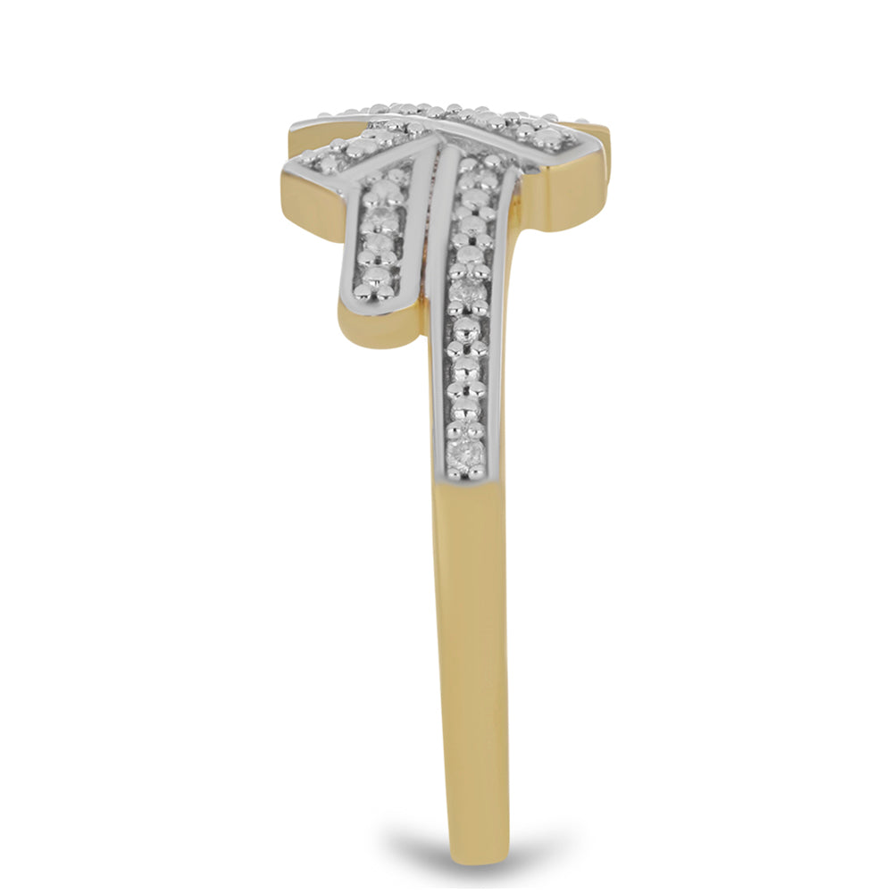 Goldplattierter Silberring mit weißem Diamant