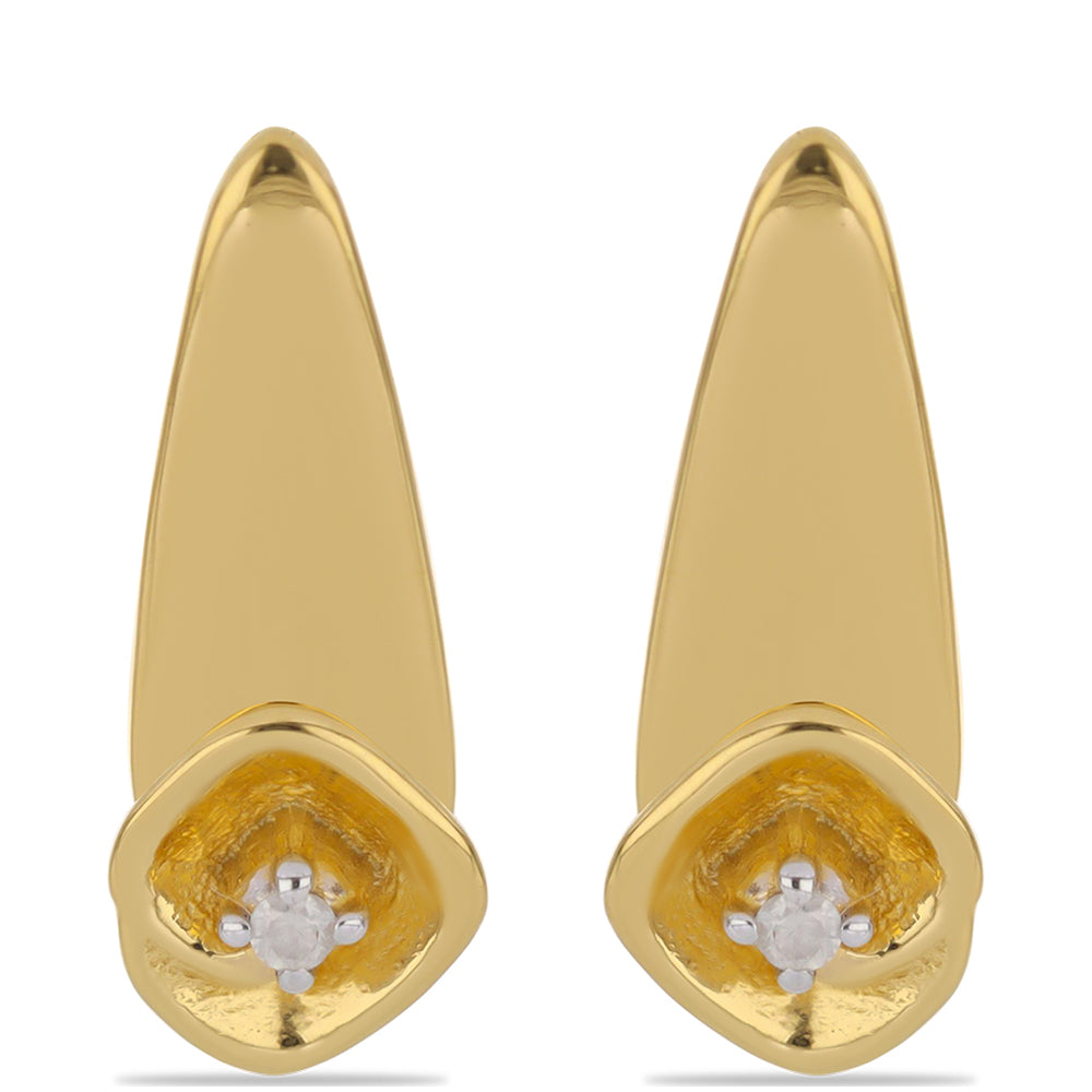 Goldplattierte Silberohrringe mit weißem Diamant