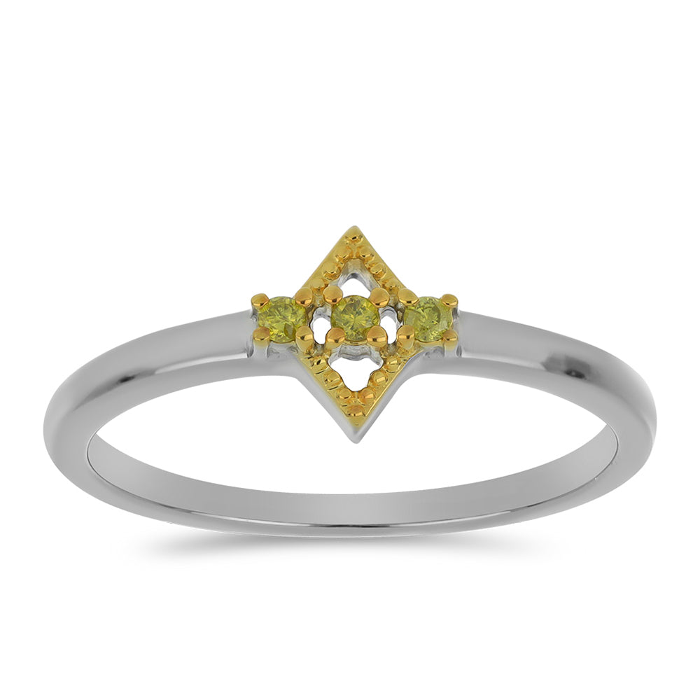 Goldplattierter Silberring mit gelbem Diamant