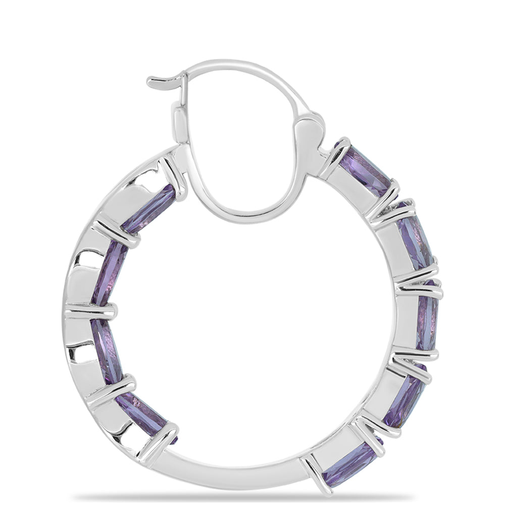 Silberohrringe mit Rose De France Amethyst
