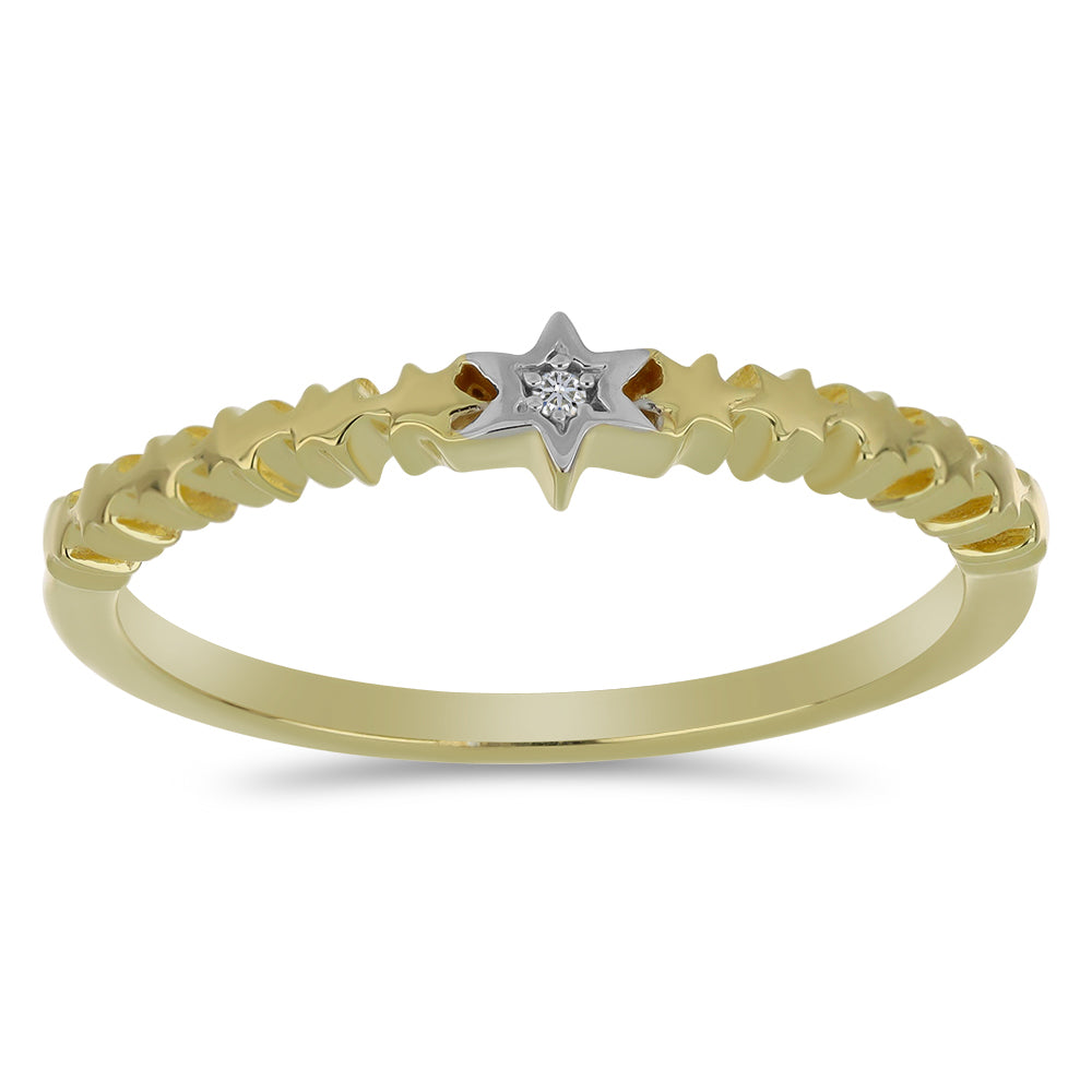 Goldplattierter Silberring mit weißem Diamant