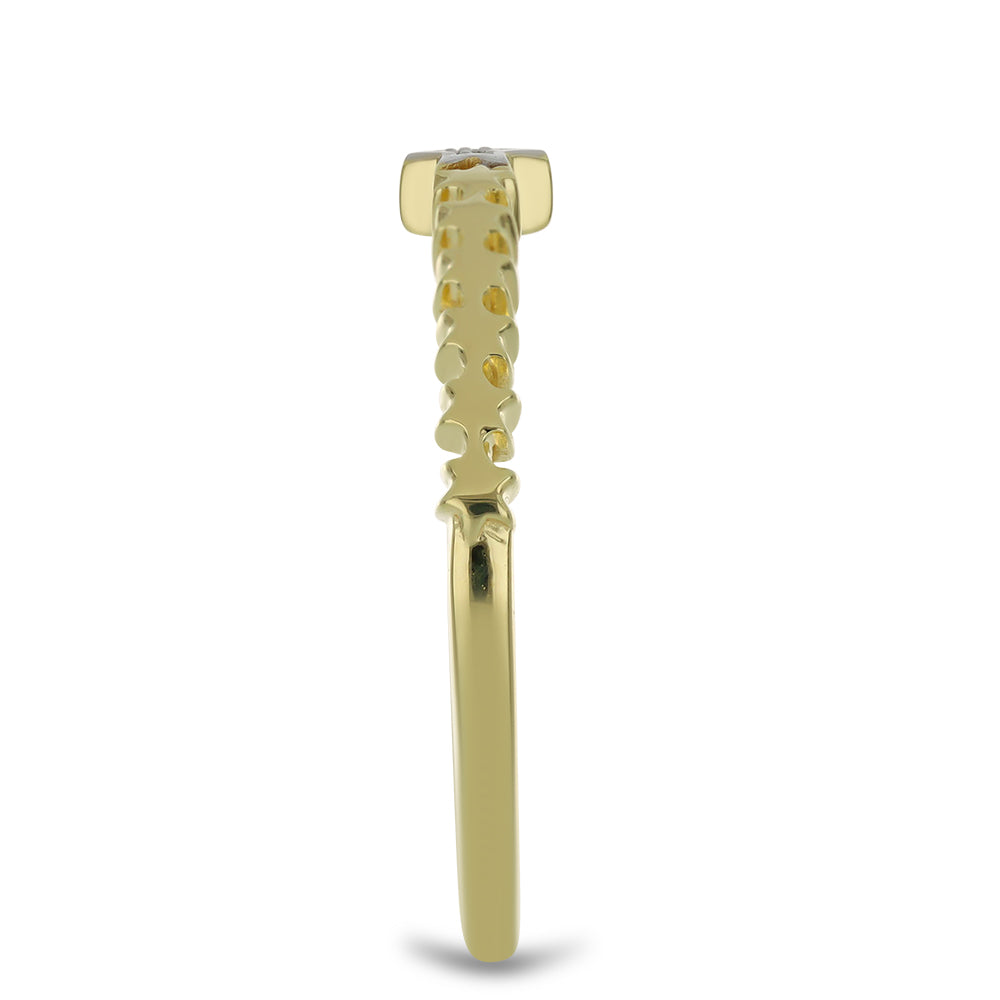 Goldplattierter Silberring mit weißem Diamant