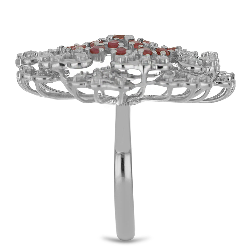 Silberring mit Rubin aus Madagaskar und weißem Topas