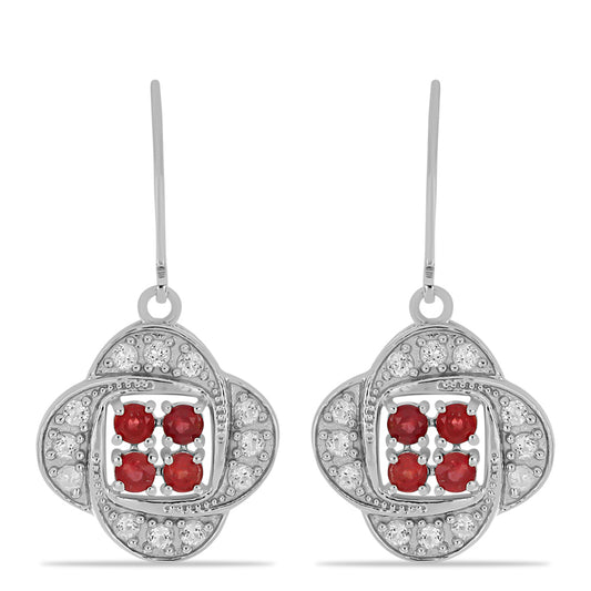 Silberohrringe mit Rubin aus Madagaskar und weißem Topas