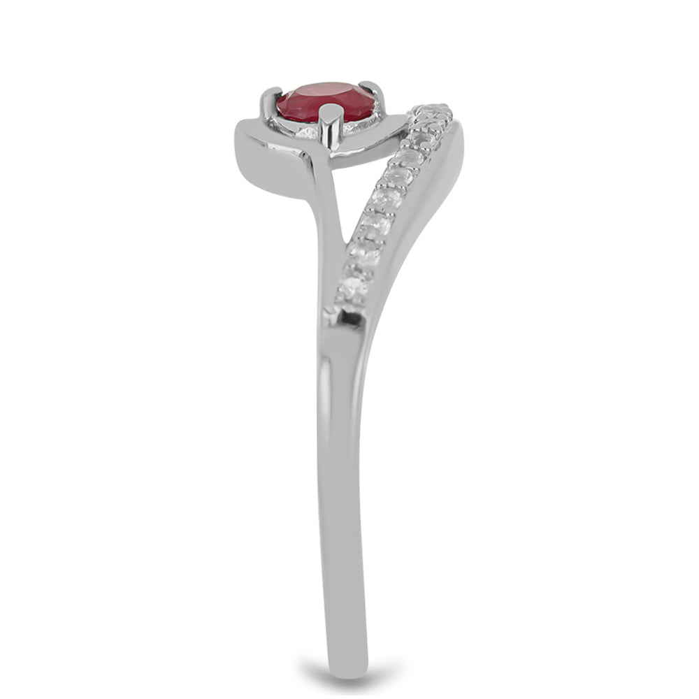 Silberring mit Rubin aus Madagaskar und weißem Topas