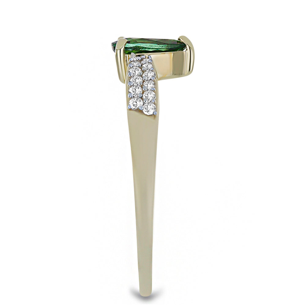 Goldring mit grünem Turmalin und weißem Zirkon