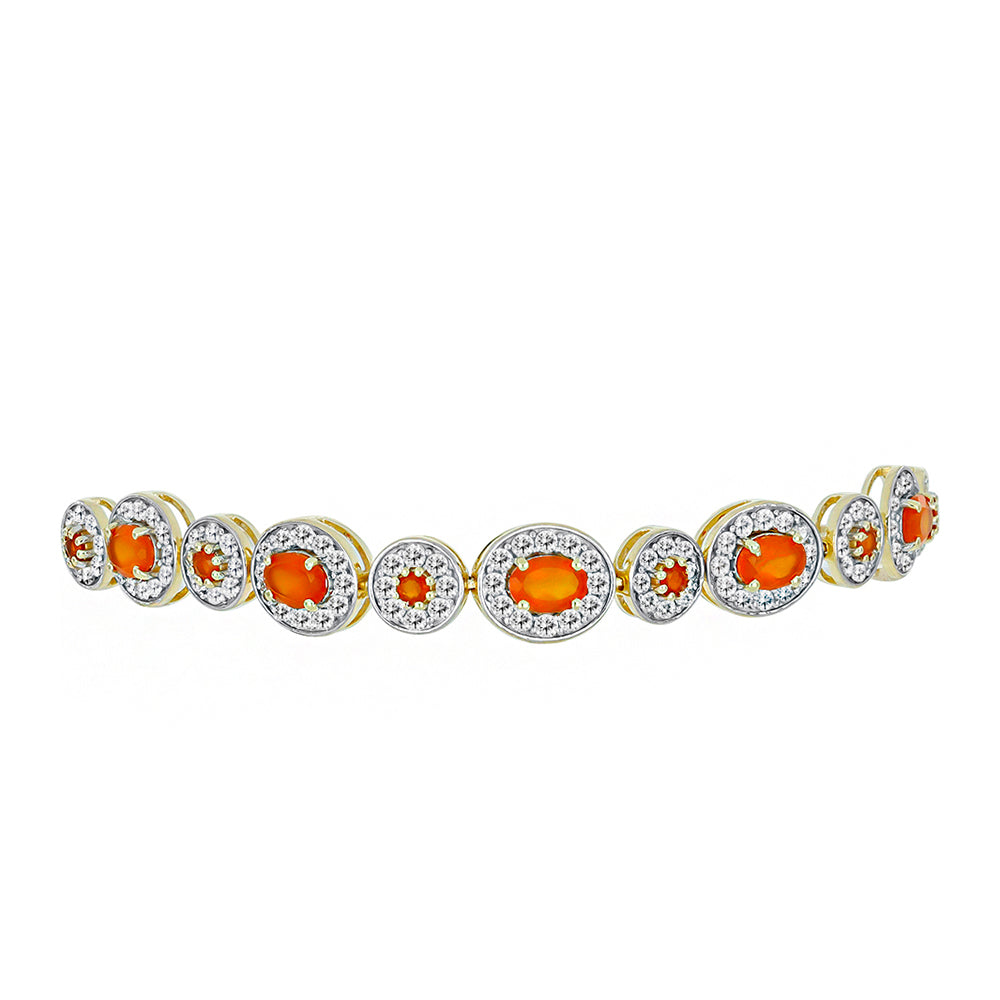 Goldplattiertes Silberarmband mit Karneol und weißem Topas