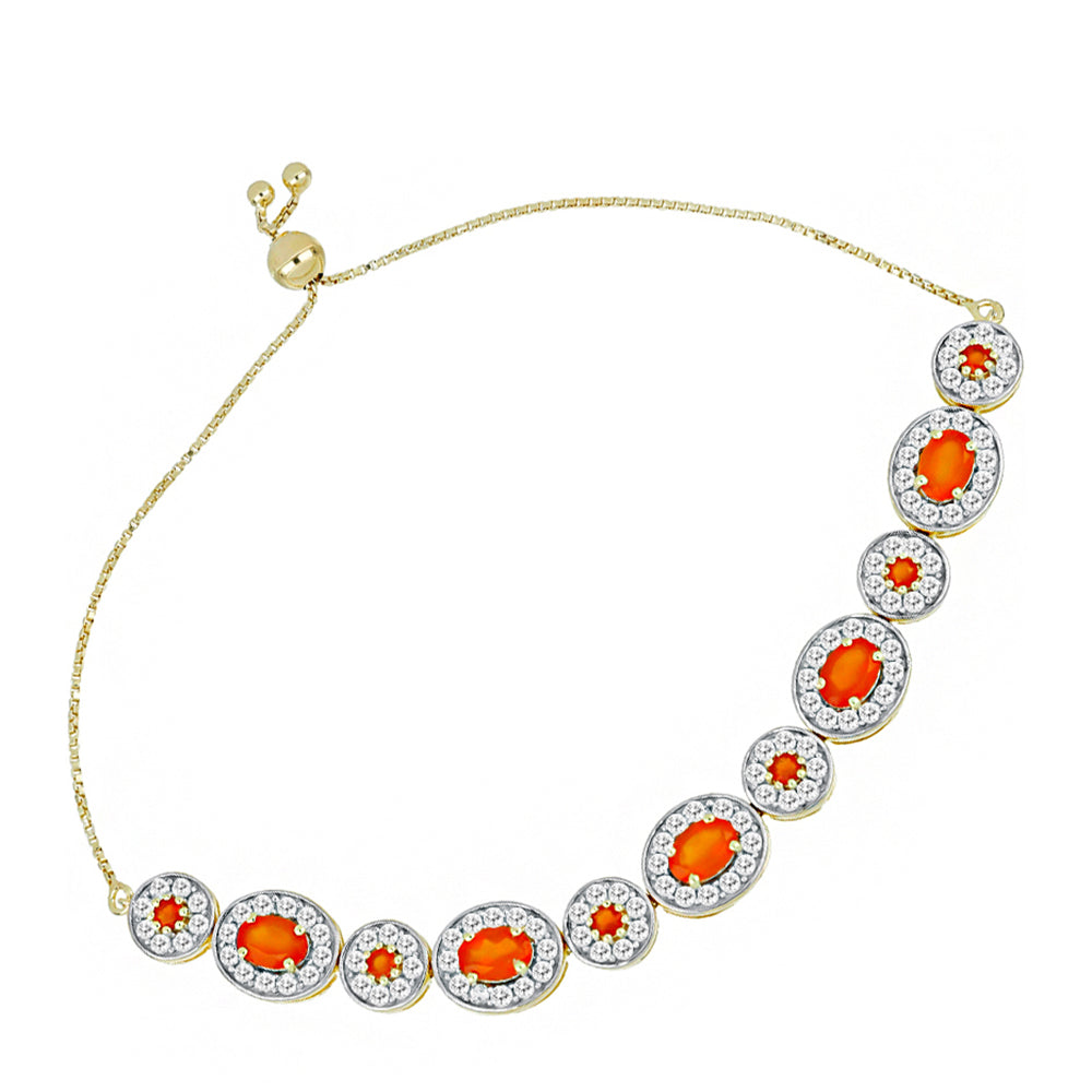 Goldplattiertes Silberarmband mit Karneol und weißem Topas