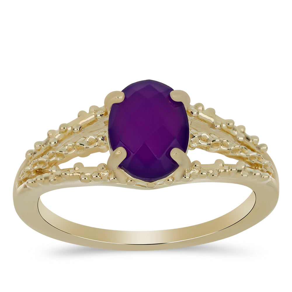 Goldplattierter Silberring mit lila Achat