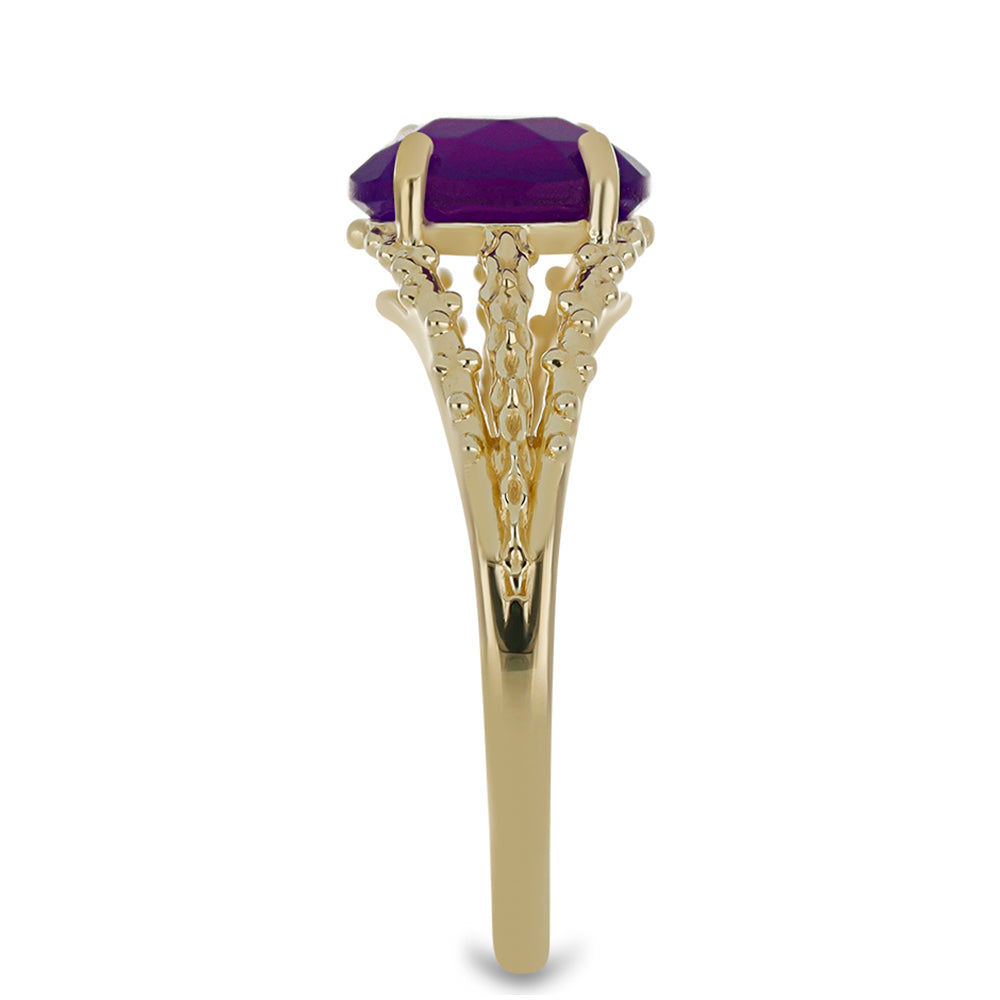 Goldplattierter Silberring mit lila Achat