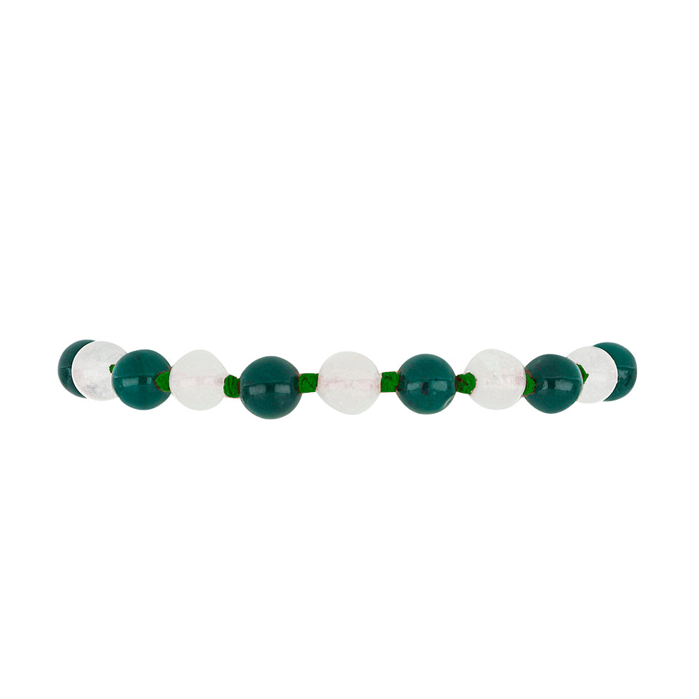 Goldplattiertes Silberarmband mit grünem Chalcedon und weißem Chalcedon