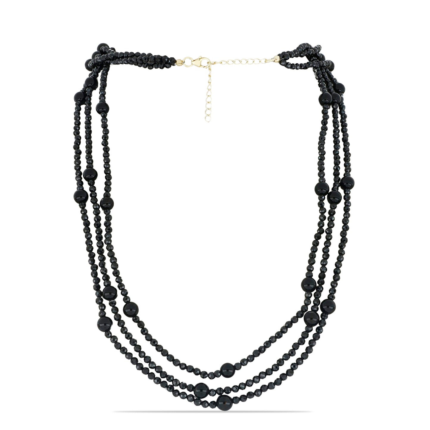 Goldplattierte Silberhalskette mit schwarzem Spinell