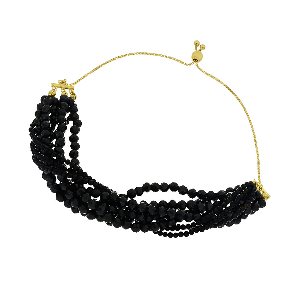 Goldplattiertes Silberarmband mit schwarzem Spinell