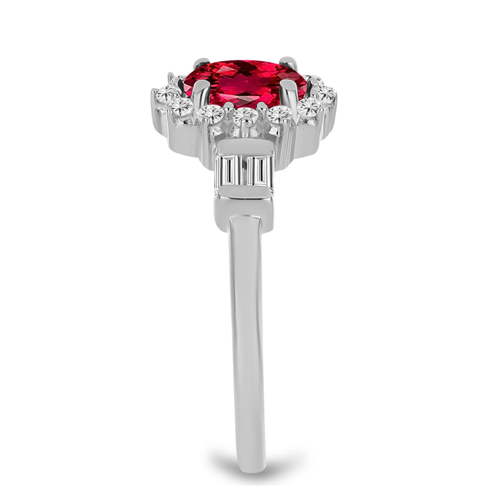 Silberring mit Rubellit aus Cruzeiro und weißem Zirkon