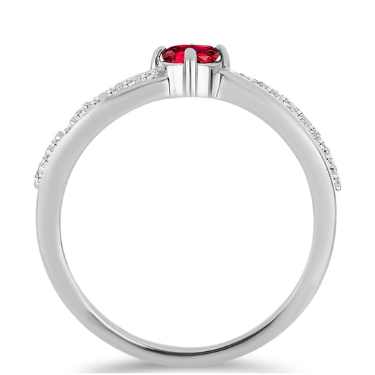 Silberring mit Rubellit aus Cruzeiro und weißem Topas