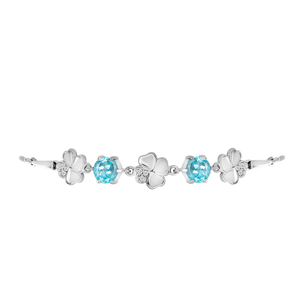 Silberarmband mit himmelblauem Apatit und weißem Topas