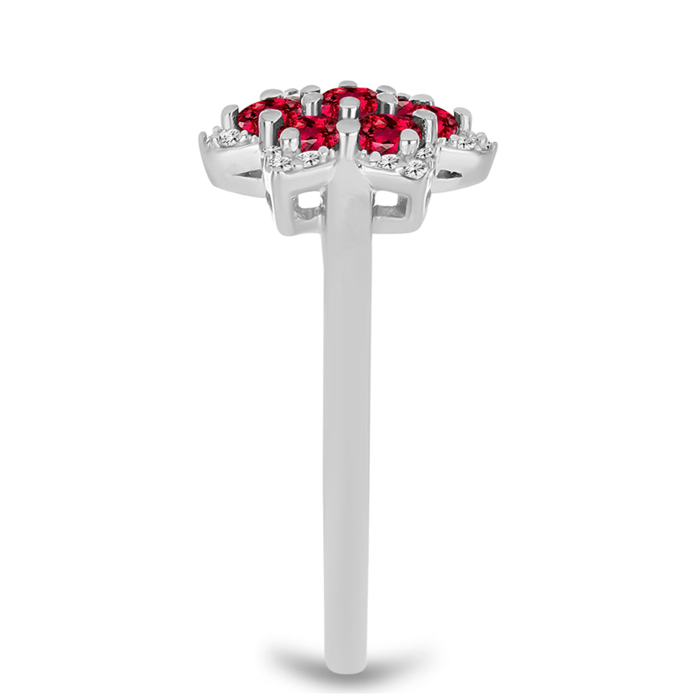 Silberring mit Rubellit aus Cruzeiro und weißem Topas