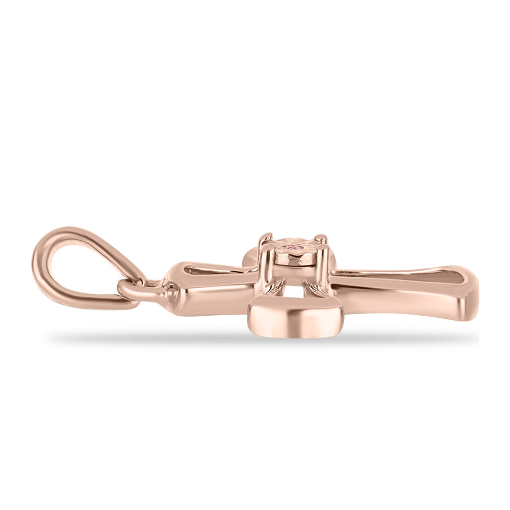 Rosevergoldeter Silberanhänger mit rosafarbenem tanzendem Diamanten