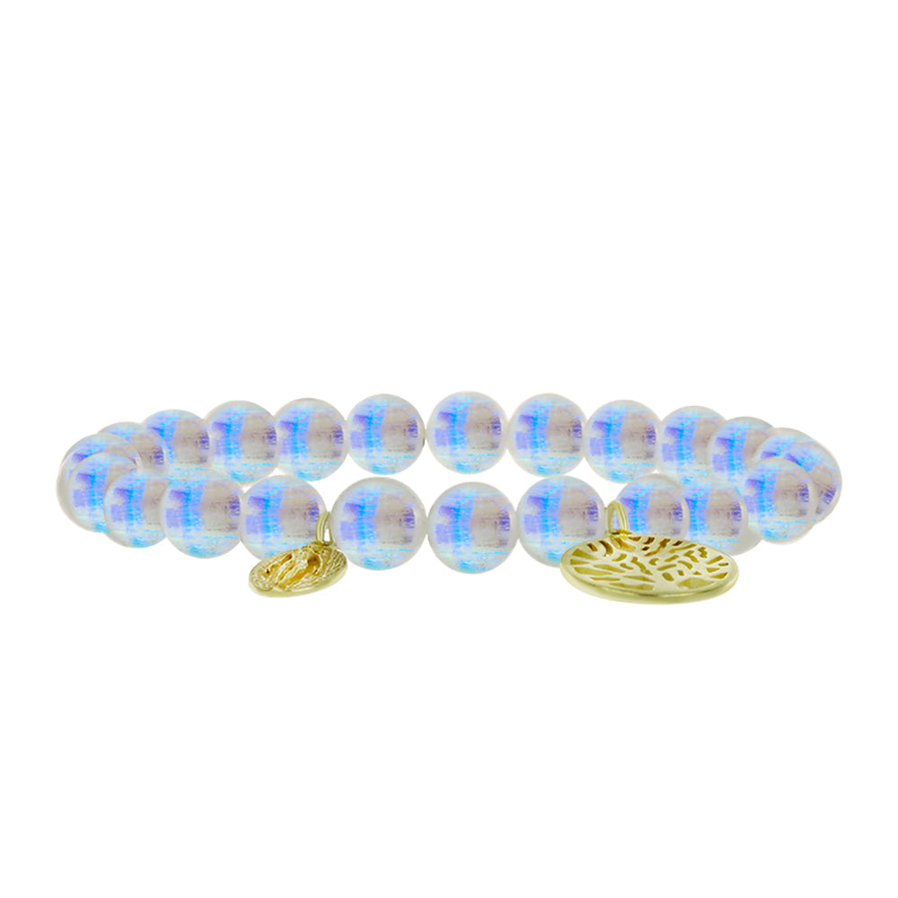 Goldplattiertes Silberarmband mit Regenbogenmondstein