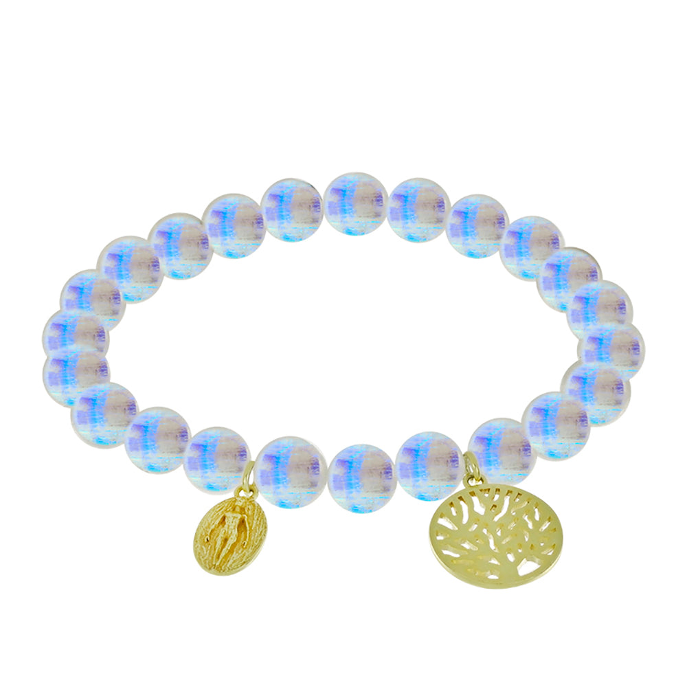Goldplattiertes Silberarmband mit Regenbogenmondstein