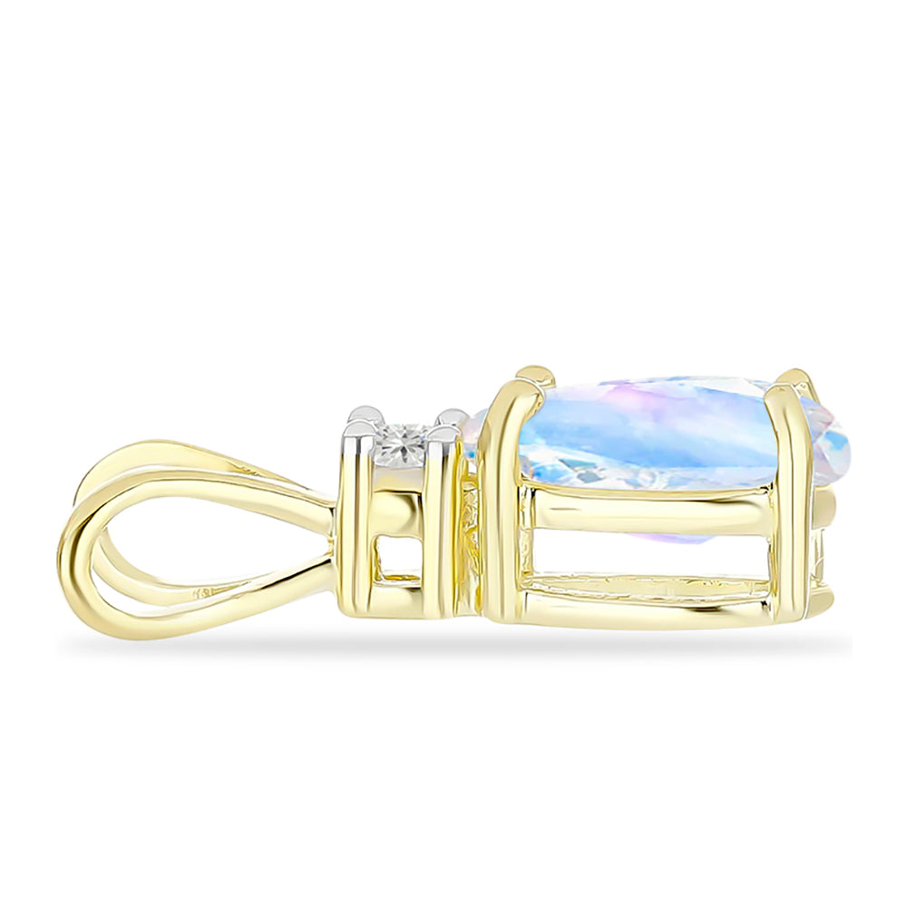 Goldplattierter Silberanhänger mit Regenbogenmondstein und weißem Topas