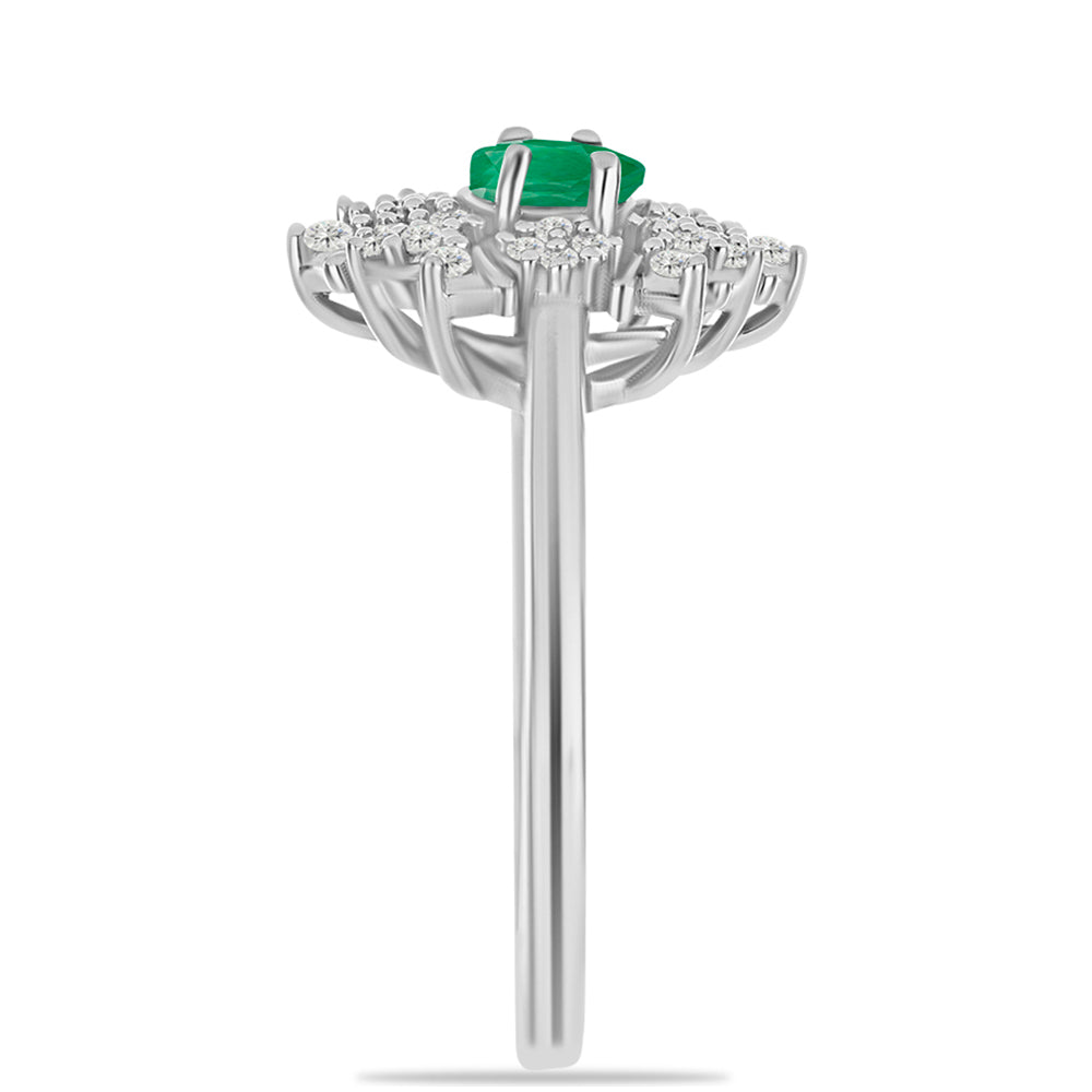 Silberring mit brasilianischem Smaragd und weißem Topas