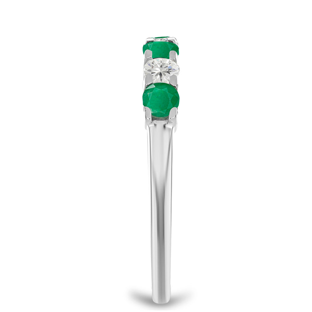 Silberring mit brasilianischem Smaragd und weißem Topas 3