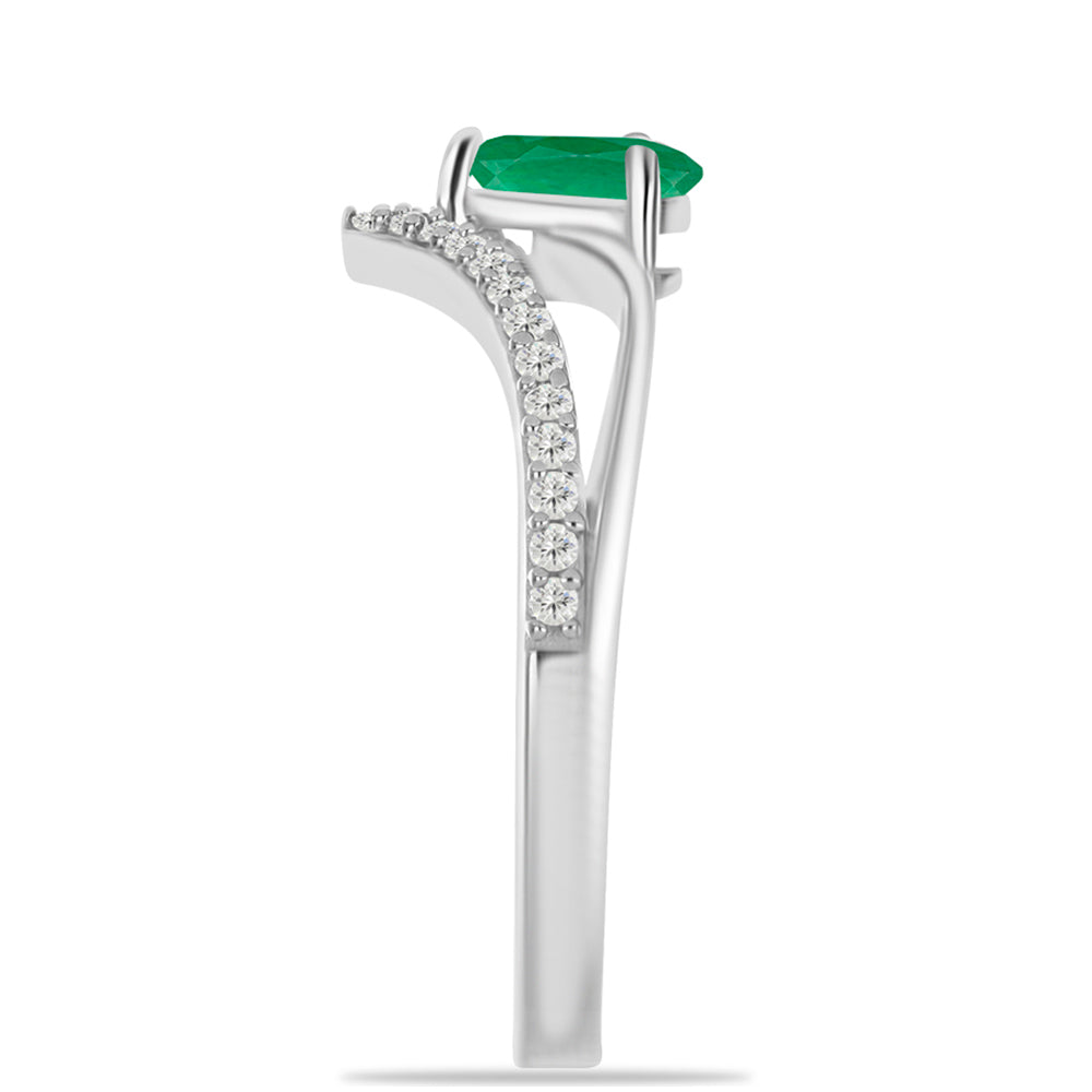 Silberring mit brasilianischem Smaragd und weißem Topas