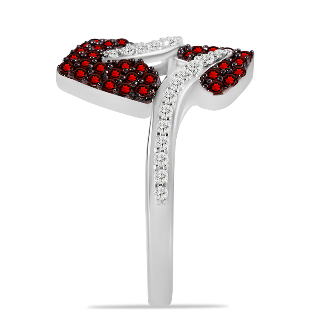 Silberring mit Barton Granat und weißem Topas