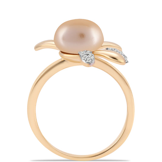 Goldplattierter Silberring mit goldfarbener Süßwasserperle und weißem Topas