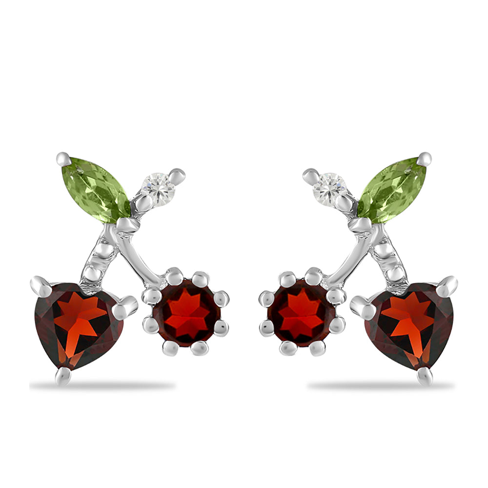 Silberohrringe mit Barton Granat und Peridot aus Changbai