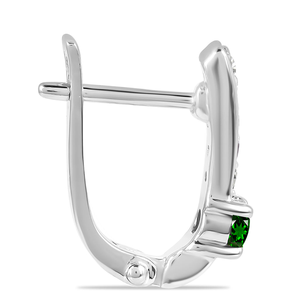 Silberohrringe mit Chromdiopsid und weißem Topas