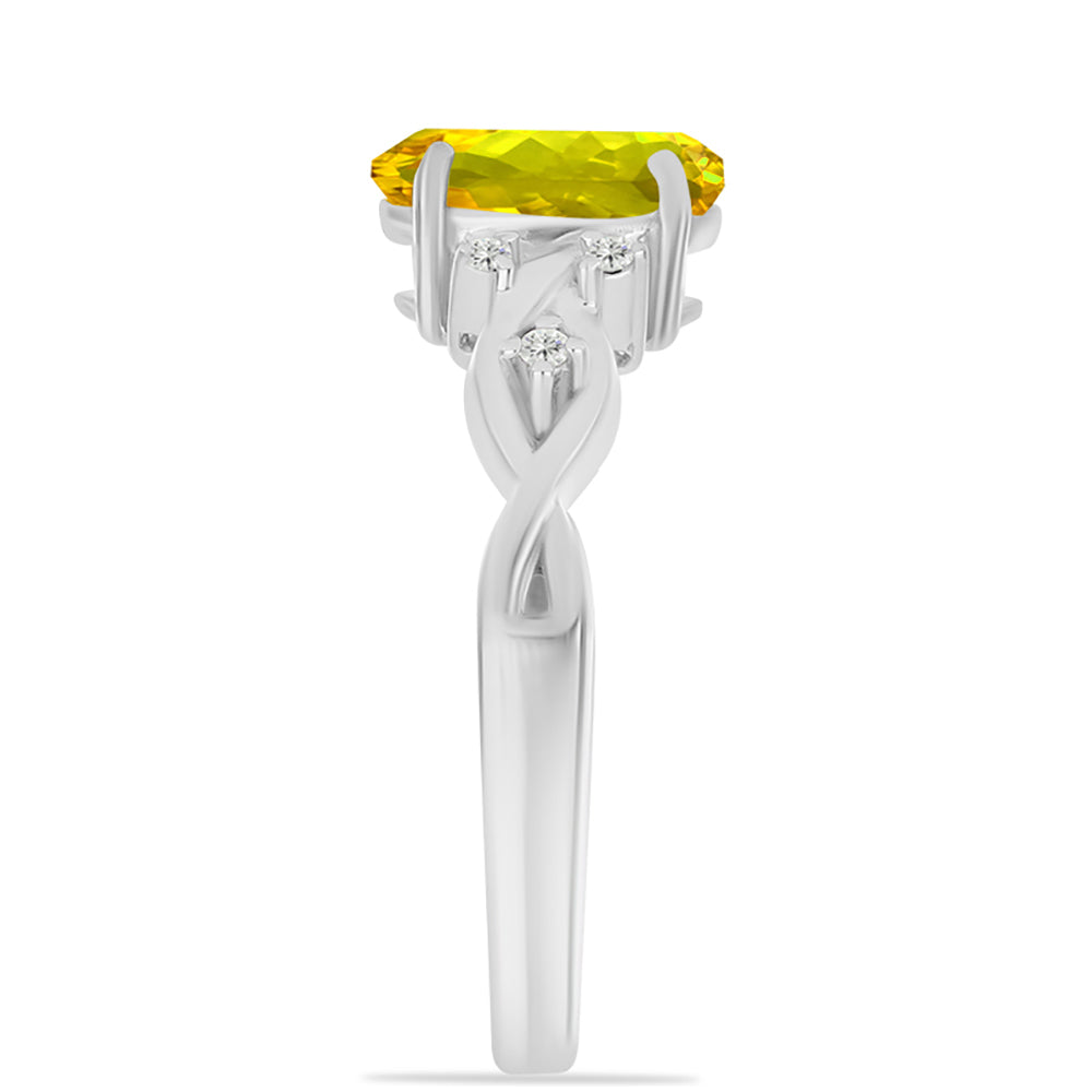 Silberring mit Zitrin aus dem Ural und weißem Topas