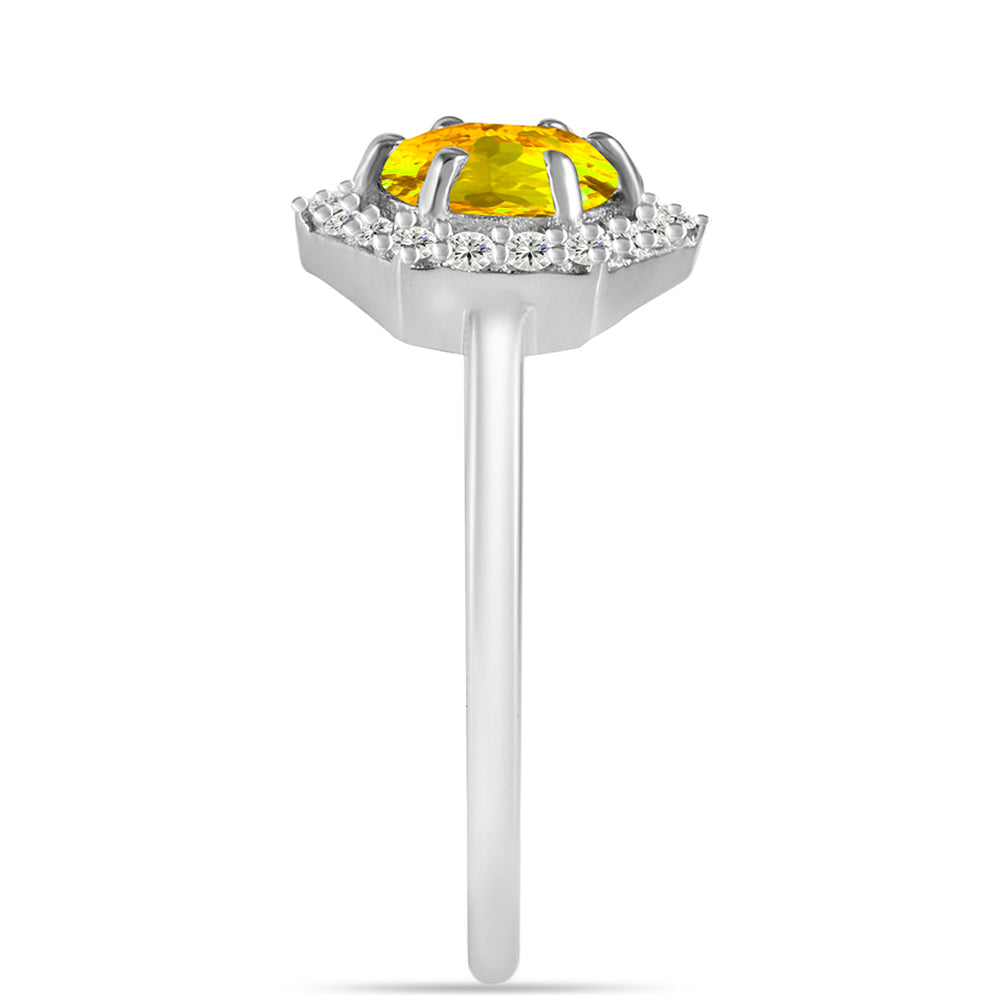 Silberring mit Zitrin aus dem Ural und weißem Topas