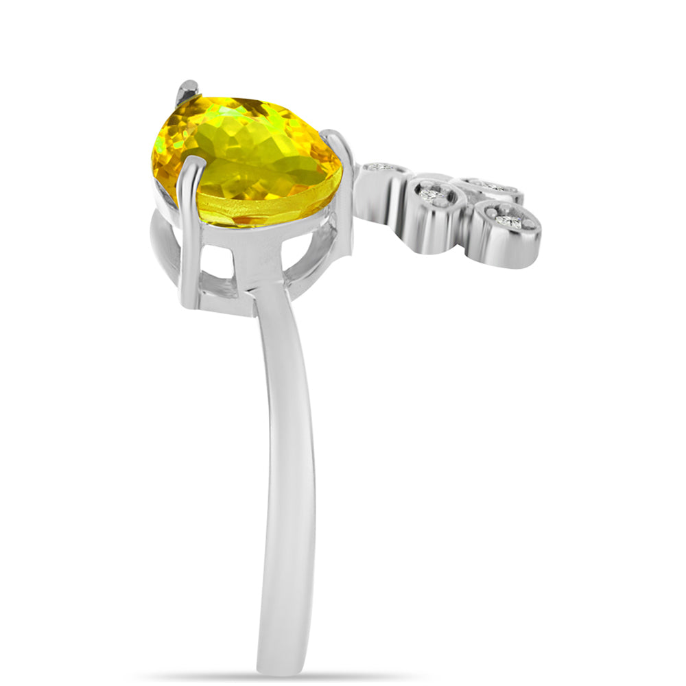 Silberring mit Zitrin aus dem Ural und weißem Topas