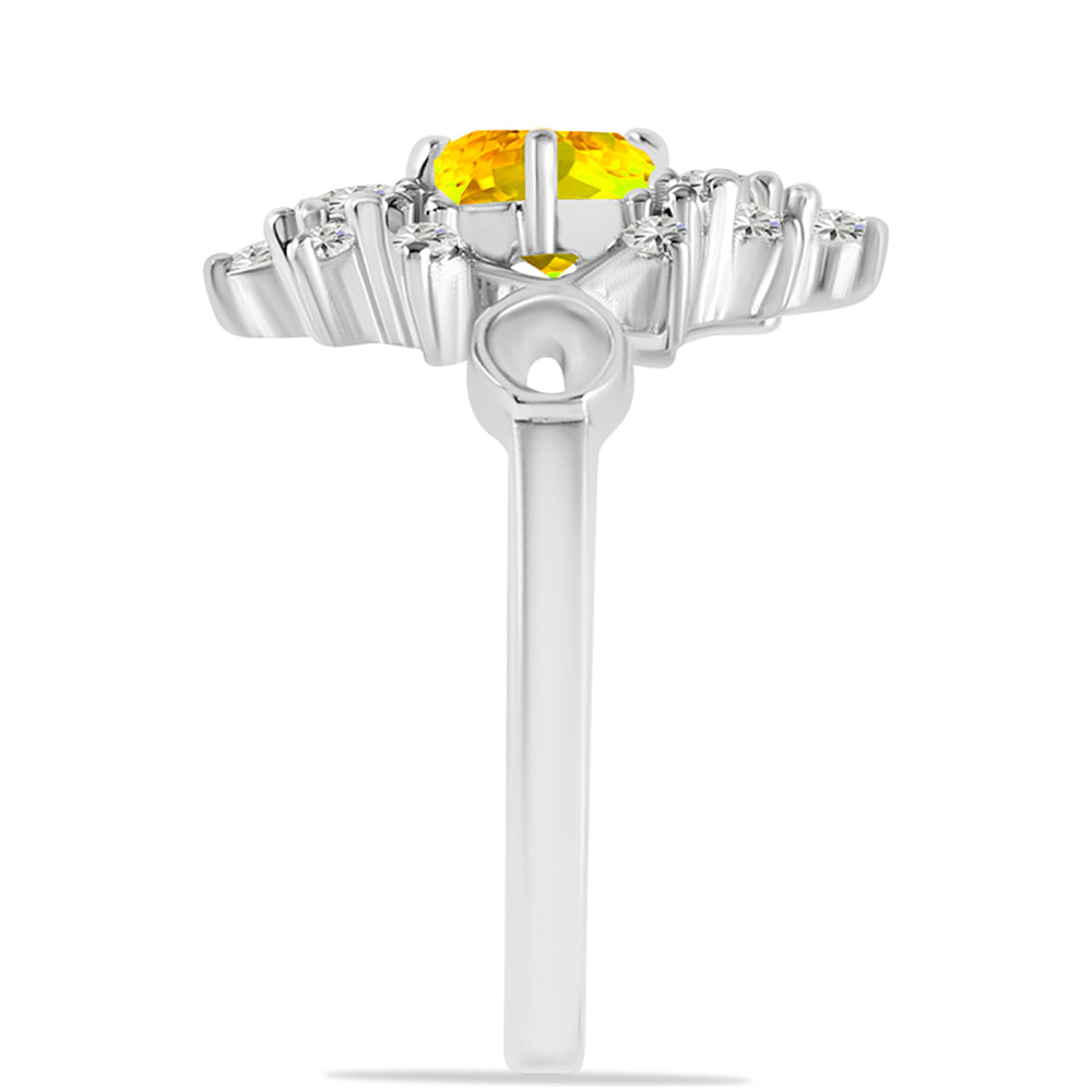 Silberring mit Zitrin aus dem Ural und weißem Topas