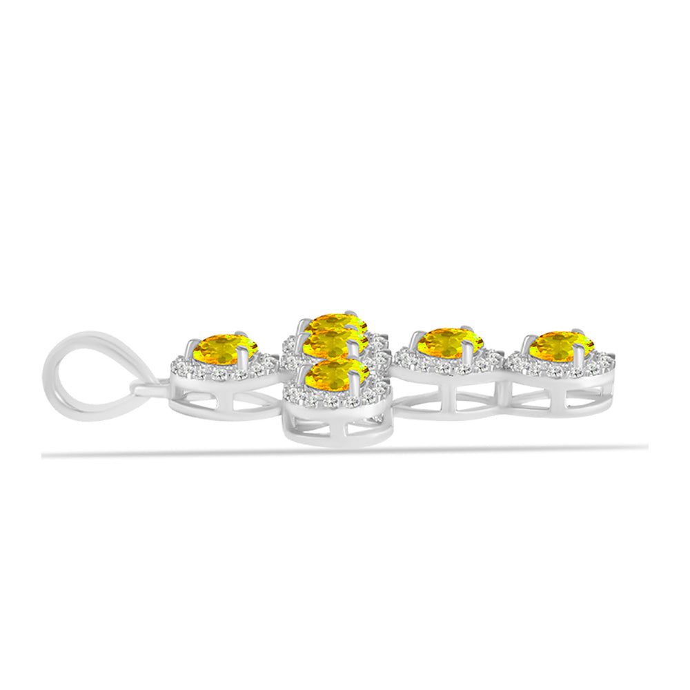 Silberanhänger mit Zitrin aus dem Ural und weißem Topas