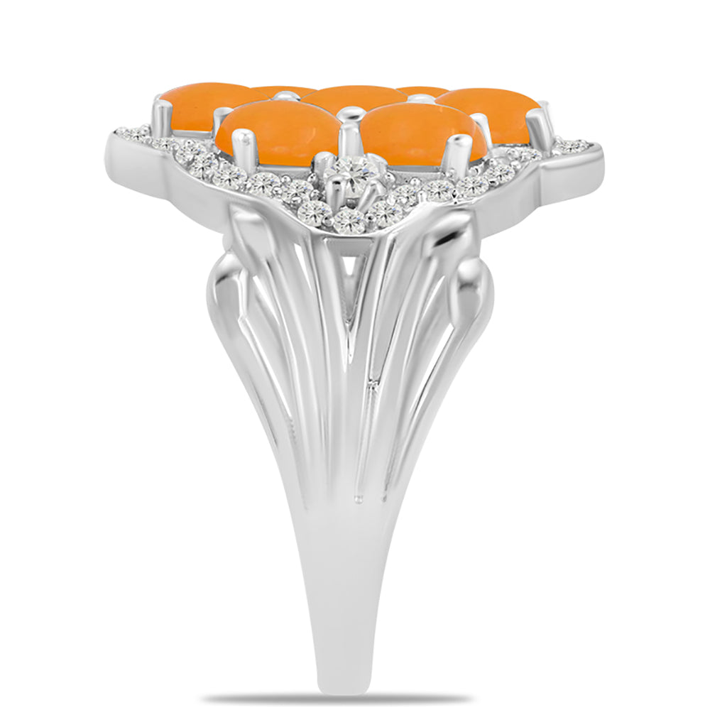 Silberring mit gelbem Jade und weißem Topas