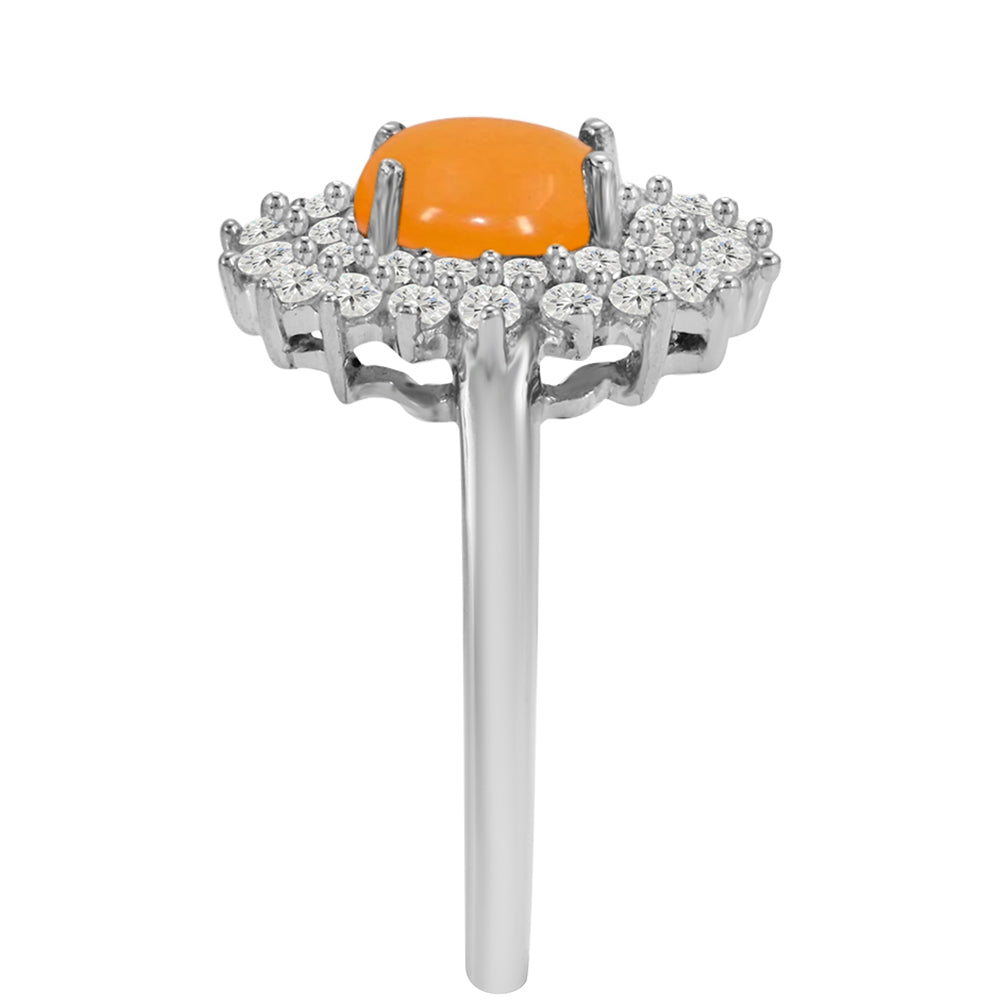 Silberring mit gelbem Jade und weißem Topas