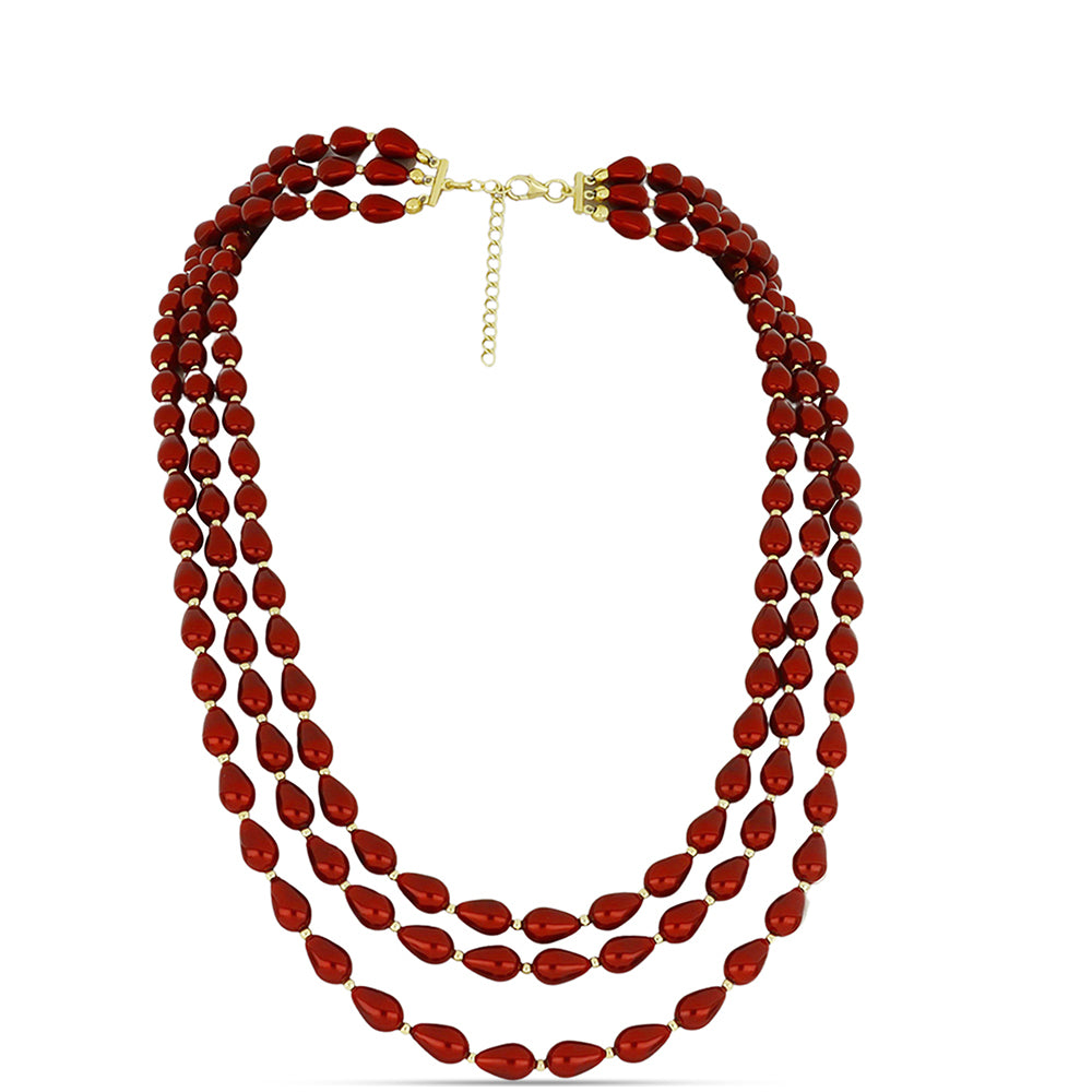 Goldplattierte Silberhalskette mit roter Süßwasserperle