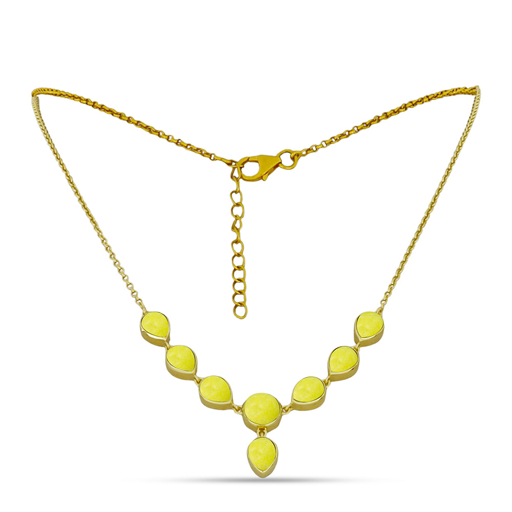 Goldplattierte Silberhalskette mit gelbem Serpentin