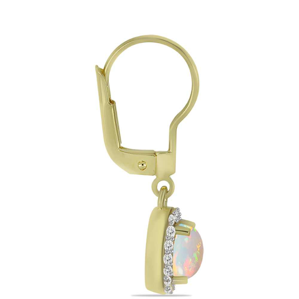 Goldplattierte Silberohrringe mit Welo-Opal und weißem Topas