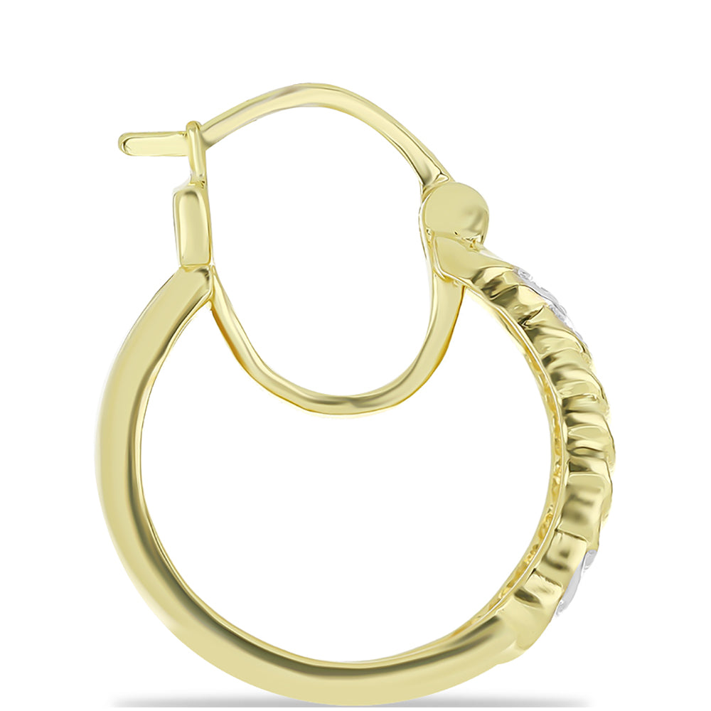 Goldplattierte Silberohrringe mit Champagner-Diamant und weißem Diamant