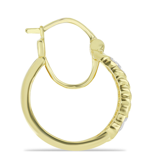 Goldplattierte Silberohrringe mit Champagner-Diamant und weißem Diamant