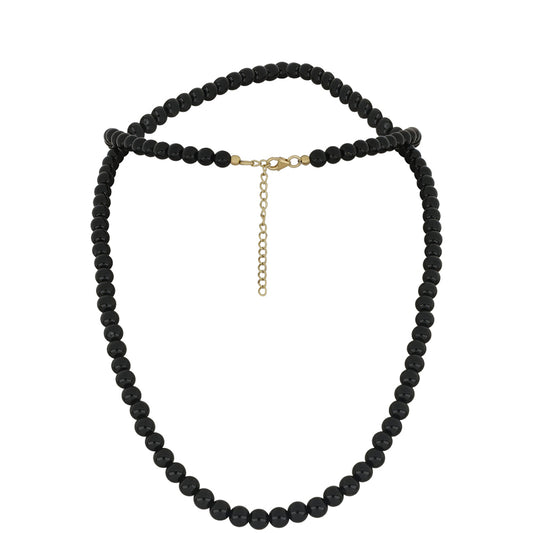 Goldplattierte Silberhalskette mit schwarzem Onyx