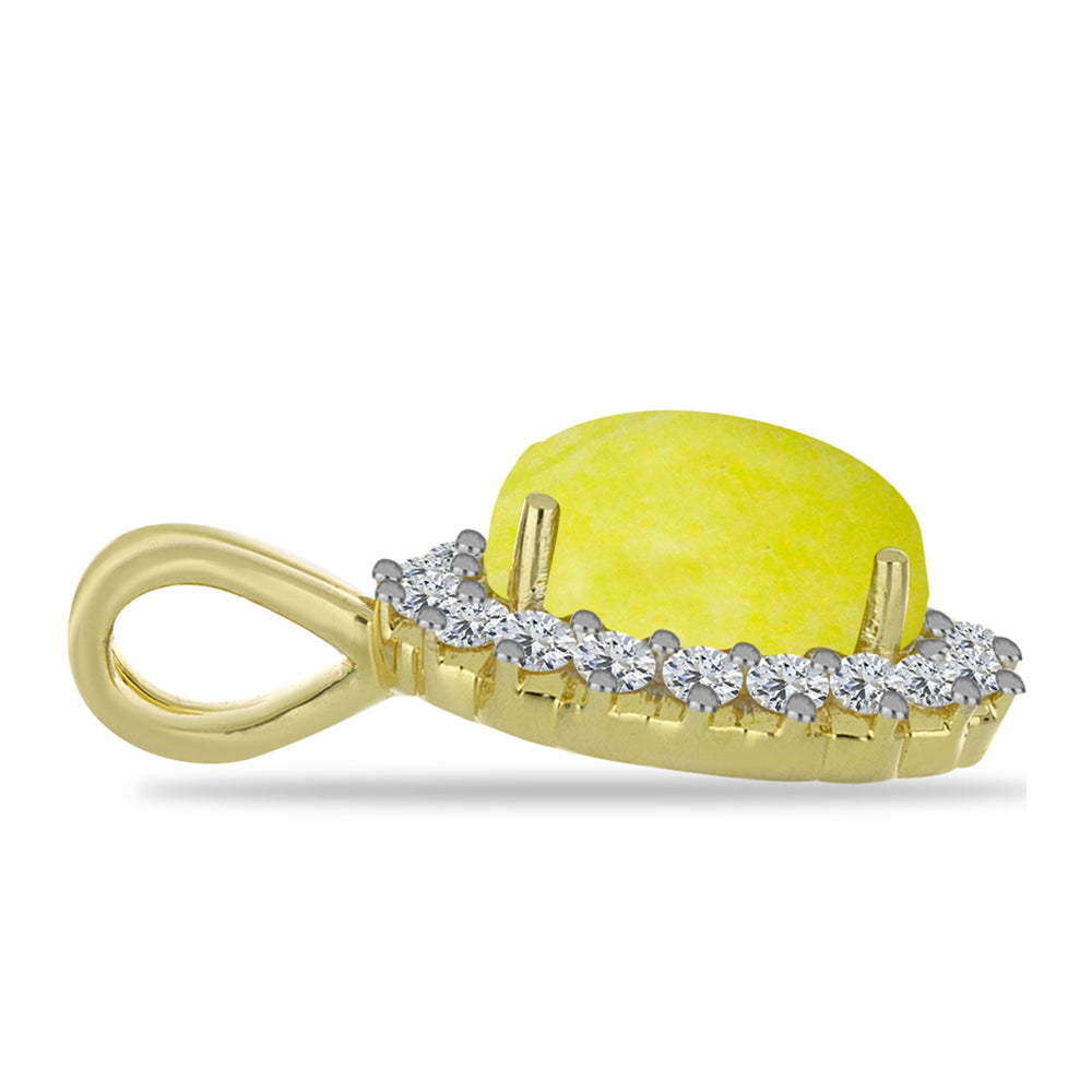 Goldplattierter Silberanhänger mit gelbem Serpentin und weißem Topas