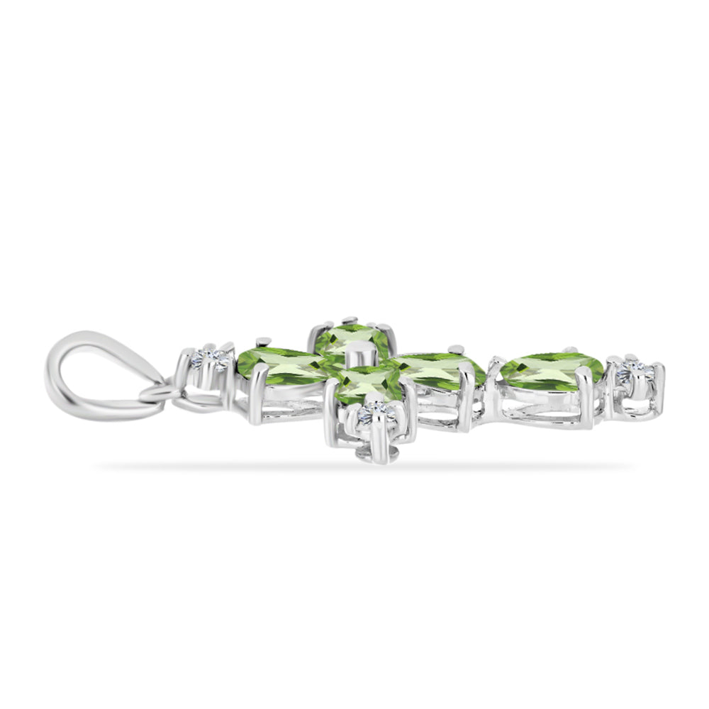 Silberanhänger mit farngrünem Quarz und weißem Topas